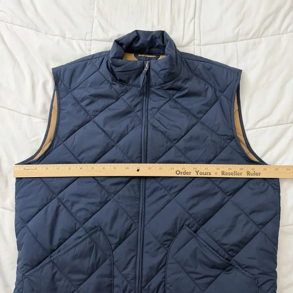 J. Crew Vest Mens Large Navy Blue Quilted Full Zip Preppy Jacket Outdoor
